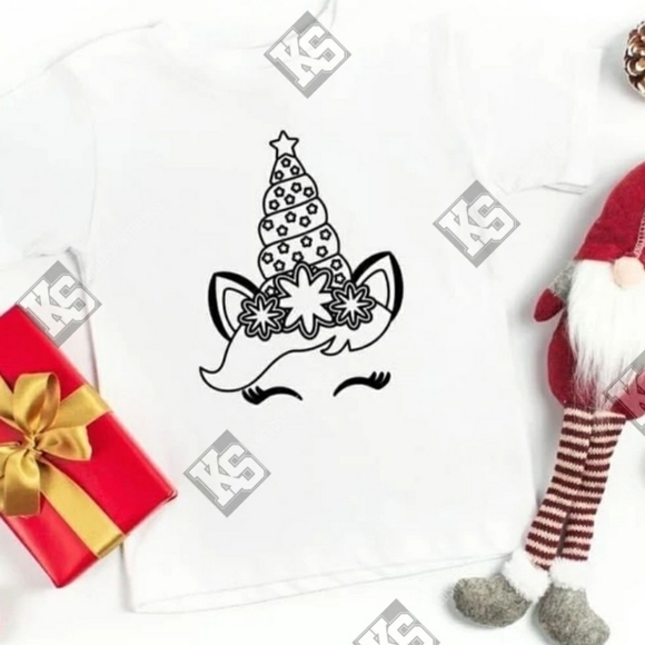 Unicorn Christmas‎ Kids Coloring Tee - Picture 1 of 1